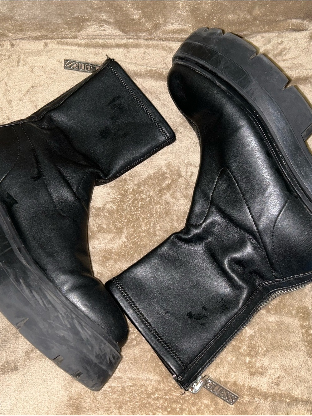 GUESS Women’s Black Chunky Platform Ankle Boots